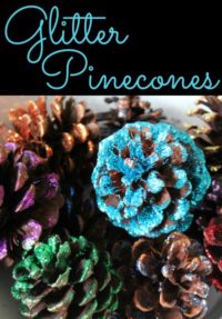 glitter pinecones
