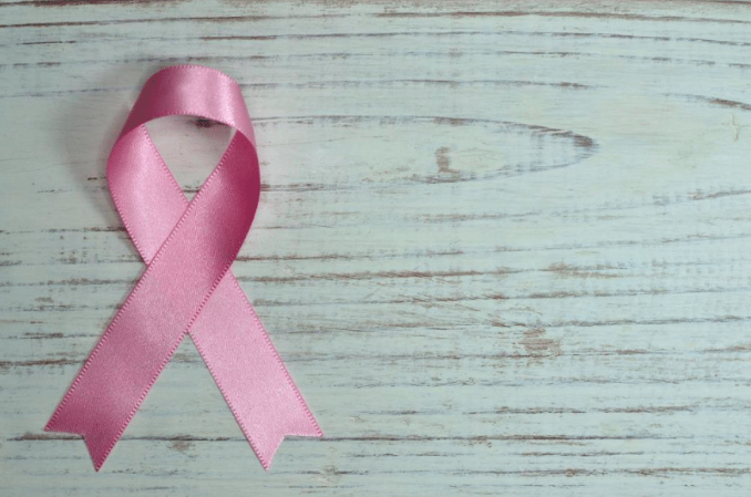 Pink breast cancer ribbon.